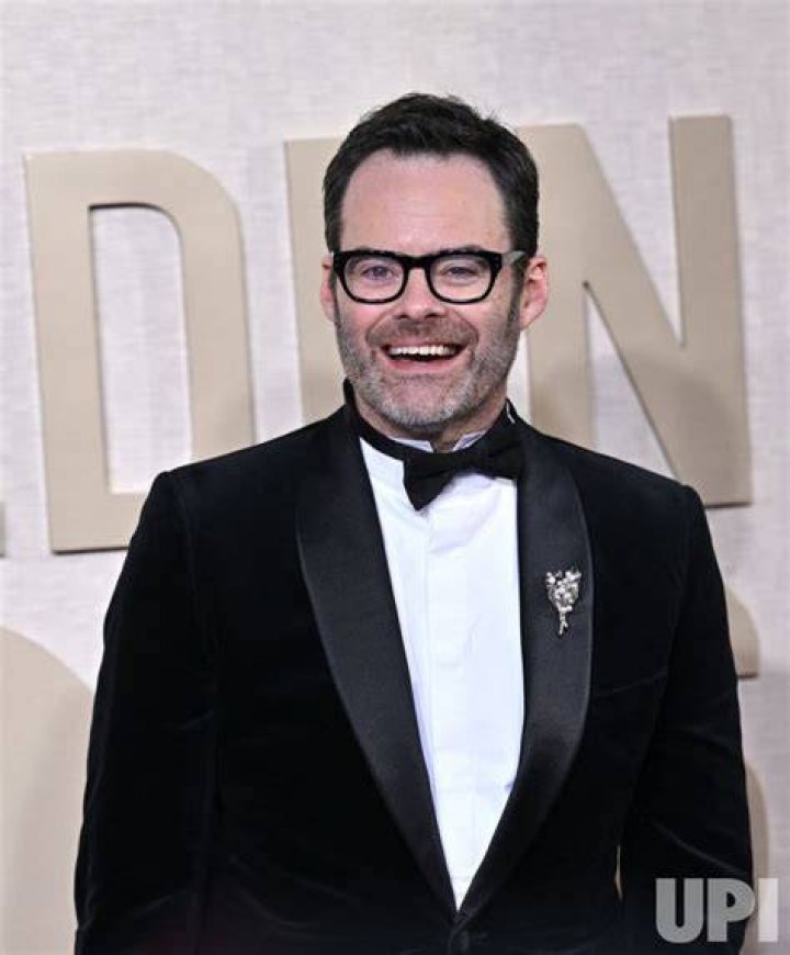 Bill Hader at the 81st Golden Globe Awards held at the Beverly Hilton Hotel on January 7, 2024/Fantastic Four logo