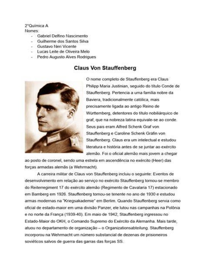 Claus von Stauf... Biography