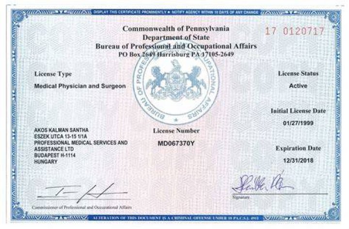 PA State Medical License