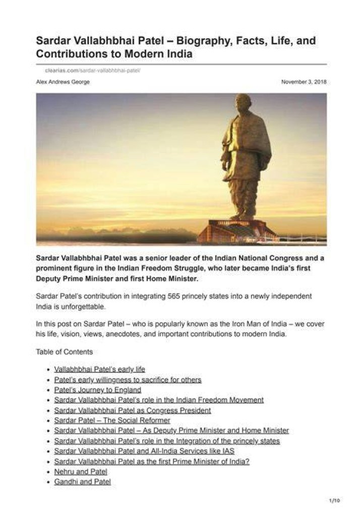 Sardar Vallabhb... Biography