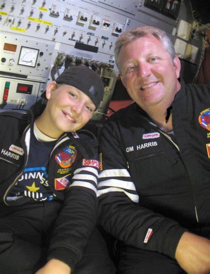 Sebastian Harris with his father G Michael Harris during the adventurous ride in 2005